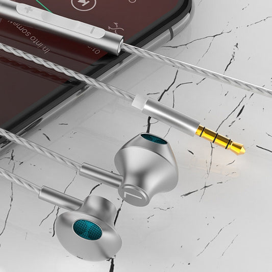 TS5000 3.5mm Metal Subwoofer Wired Earphone(Silver Gray) by buy2fix