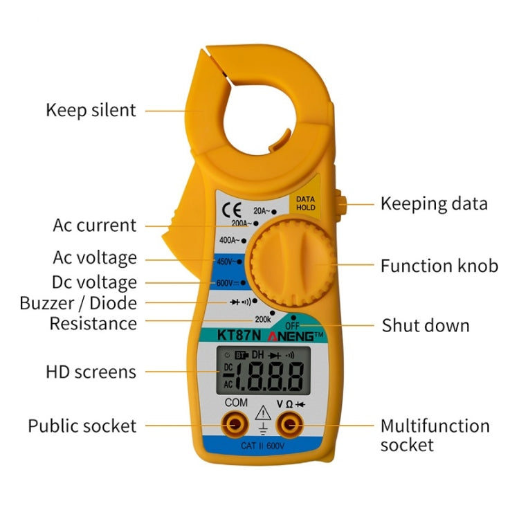 ANENG KT-87N Clamp Voltage And Current Measuring Multimeter(Blue) - Digital Multimeter by ANENG | Online Shopping UK | buy2fix