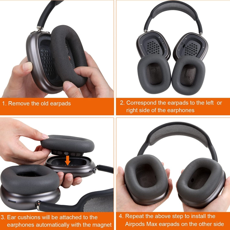 2 PCS Foam Earpads Earmuffs For AirPods Max(Mesh Light Gray) - Earmuff & Pad by buy2fix | Online Shopping UK | buy2fix