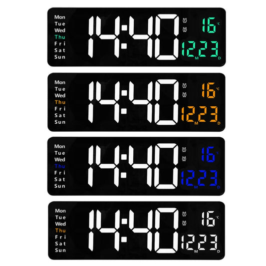 6626 Living Room Wall-Mounted Large Screen Display LED Digital Clock, Color: Green Temperature by buy2fix
