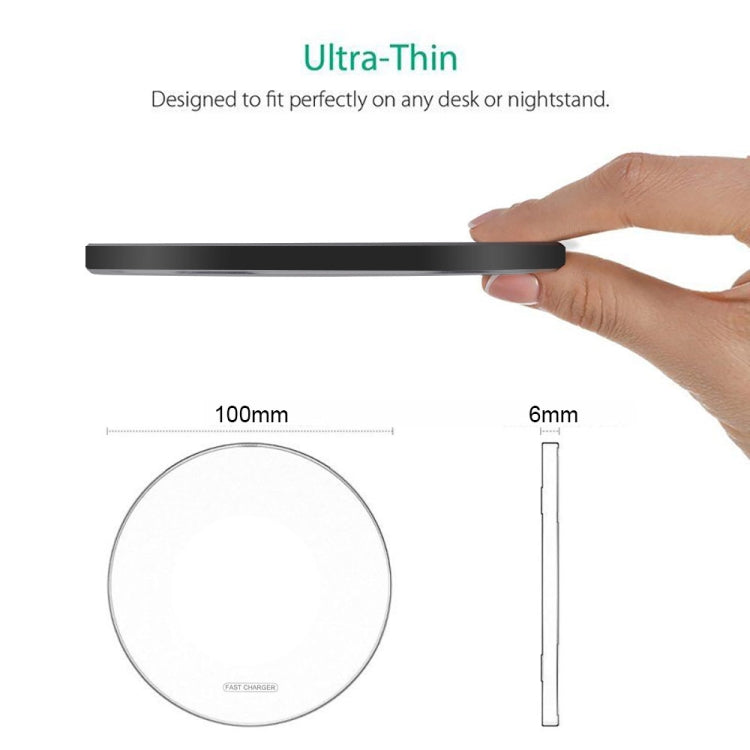 20W QI Metal Mirror Ultra-thin Wireless Charger(Black) - Wireless Charger by buy2fix | Online Shopping UK | buy2fix