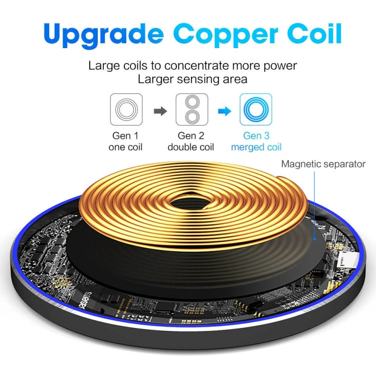 20W QI Metal Mirror Ultra-thin Wireless Charger(Black) - Wireless Charger by buy2fix | Online Shopping UK | buy2fix
