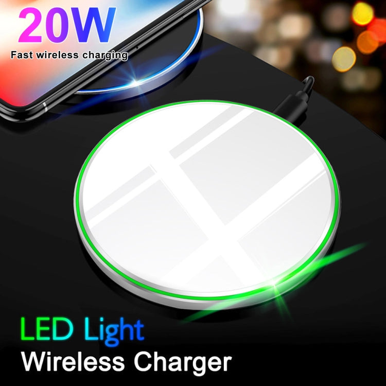 20W QI Metal Mirror Ultra-thin Wireless Charger(Black) - Wireless Charger by buy2fix | Online Shopping UK | buy2fix