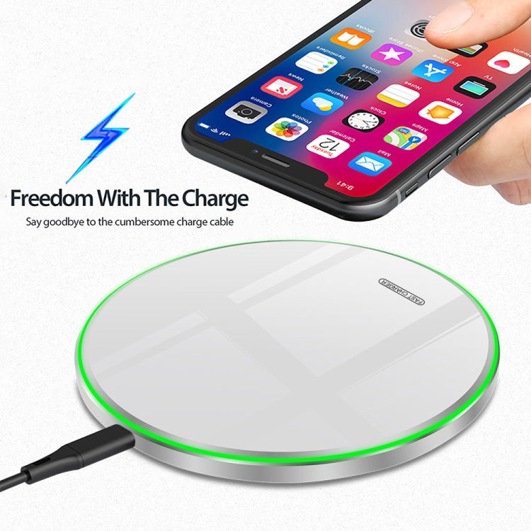 20W QI Metal Mirror Ultra-thin Wireless Charger(Black) - Wireless Charger by buy2fix | Online Shopping UK | buy2fix