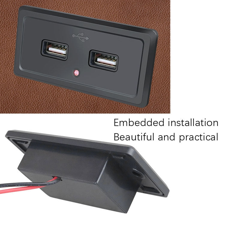 12V24V Route Bus Dual USB Charging Input Car Charger(Blue Light) by buy2fix