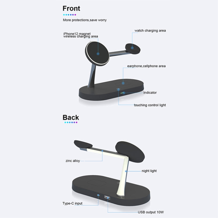 X452 3 in 1 Multifunctional 15W Wireless Charger with Night Light Function(Black) - Wireless Charger by buy2fix | Online Shopping UK | buy2fix