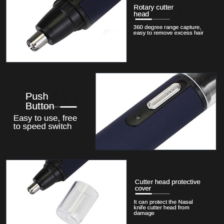 Electric Nose Hair Trimmer USB Rechargeable Eyebrow Trimmer Shaver( Blue) - Shavers & Accessories by buy2fix | Online Shopping UK | buy2fix