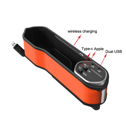 Multifunctional Car Seat Slot Storage Box, Style: USB With Wireless Charge Type by buy2fix