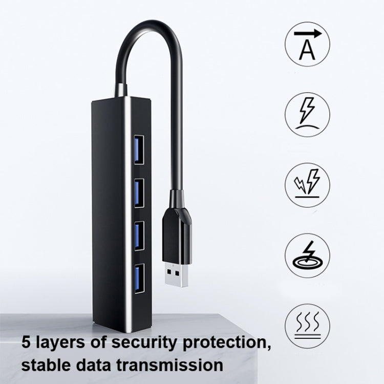 4 X USB 2.0 Ports HUB Converter, Cable Length: 15cm,Style: With Light Bar White - USB 2.0 HUB by buy2fix | Online Shopping UK | buy2fix