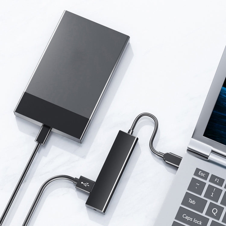 4 X USB 2.0 Ports HUB Converter, Cable Length: 15cm,Style: With Light Bar White by buy2fix