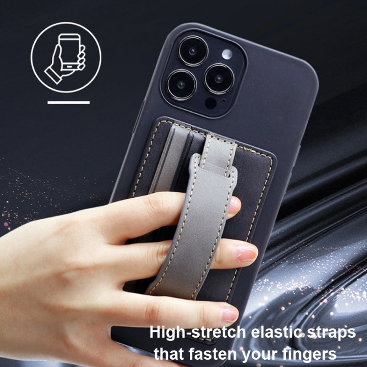 2 PCS Leather Phone Card Sleeve Back Sticker Wrist Pull Strap Holder(Black) by buy2fix