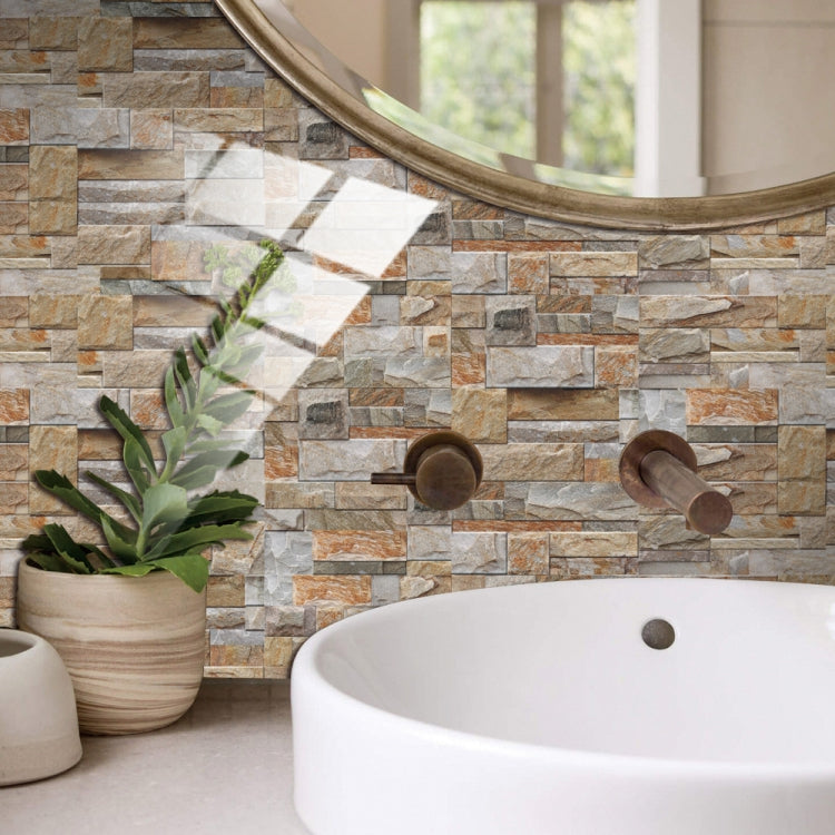 12 PCS 10 x 20cm Brick Pattern Crystal Film Glossy Tile Sticker Floor Sticker(Kit037) by buy2fix