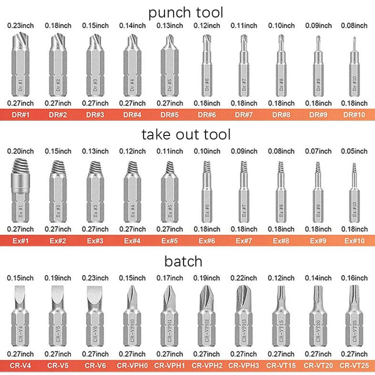 33 PCS / Set Broken Wire Extractor Set High-Speed Steel Damage Screw Disassembly Tool - Screws by buy2fix | Online Shopping UK | buy2fix