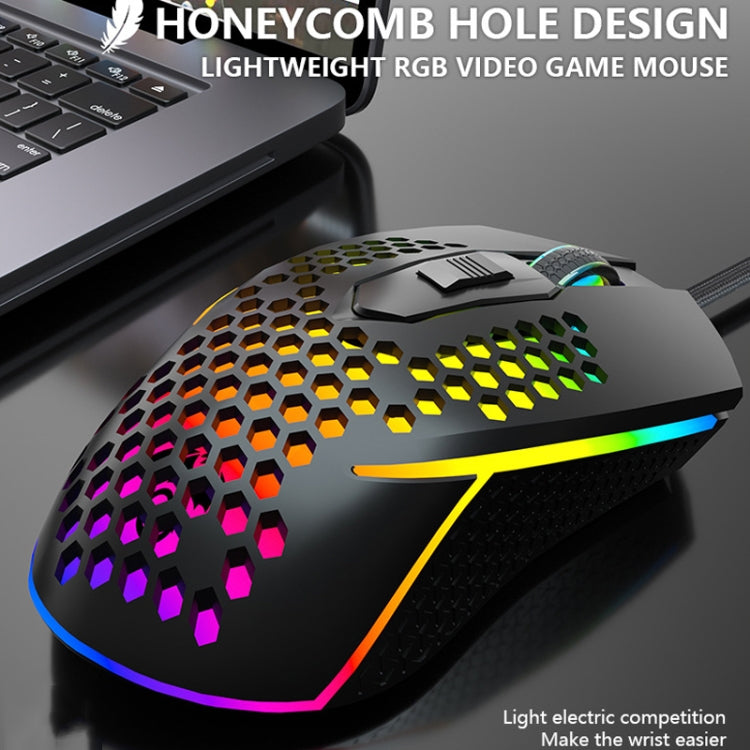 LEAVEN S50 6Keys Macro Definition Programmable RGB Lighted Gaming Wired Mouse, Cable Length: 1.5m(Black) by LEAVEN