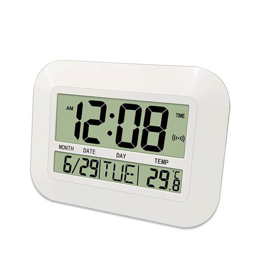 Household Big Screen Digital Electronic Alarm Clock Minimalist Living Room Mute Wall Clock(White) by buy2fix