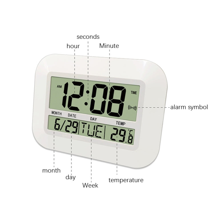 Household Big Screen Digital Electronic Alarm Clock Minimalist Living Room Mute Wall Clock(White) - Alarm Clocks by buy2fix | Online Shopping UK | buy2fix