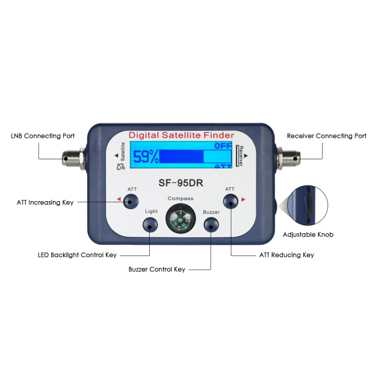 SF-95DR Satellite Finder TV Signal Receiver With Compass - Satellite Finder by buy2fix | Online Shopping UK | buy2fix