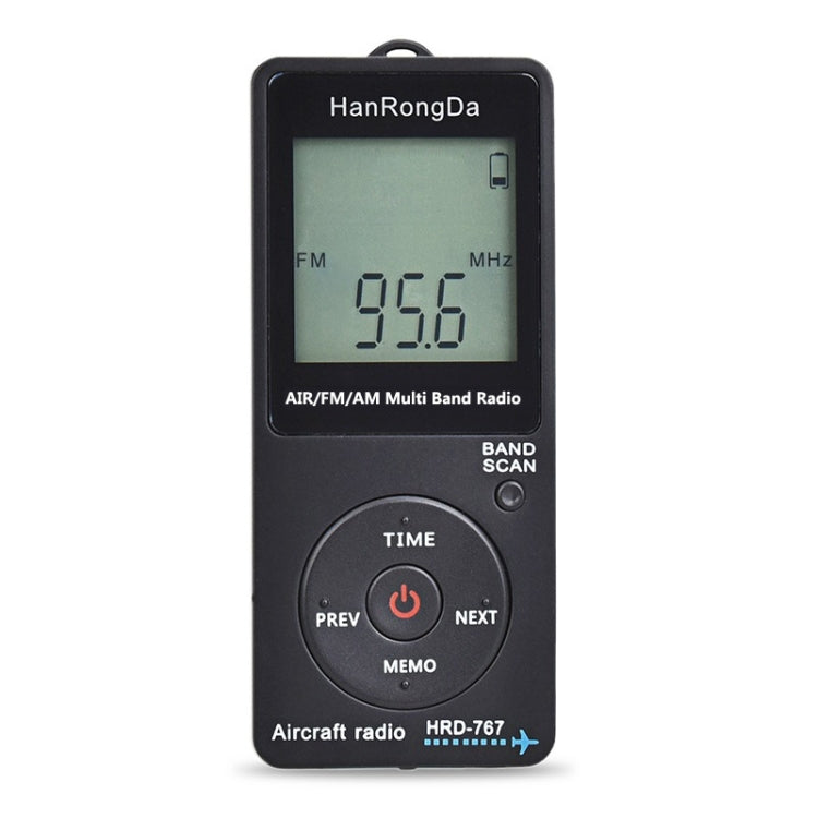 HanRongDa Mini Aviation Band Radio Can Set Automatic Shutdown FM, AM, AIR Radio(Black) - Radio Player by buy2fix | Online Shopping UK | buy2fix