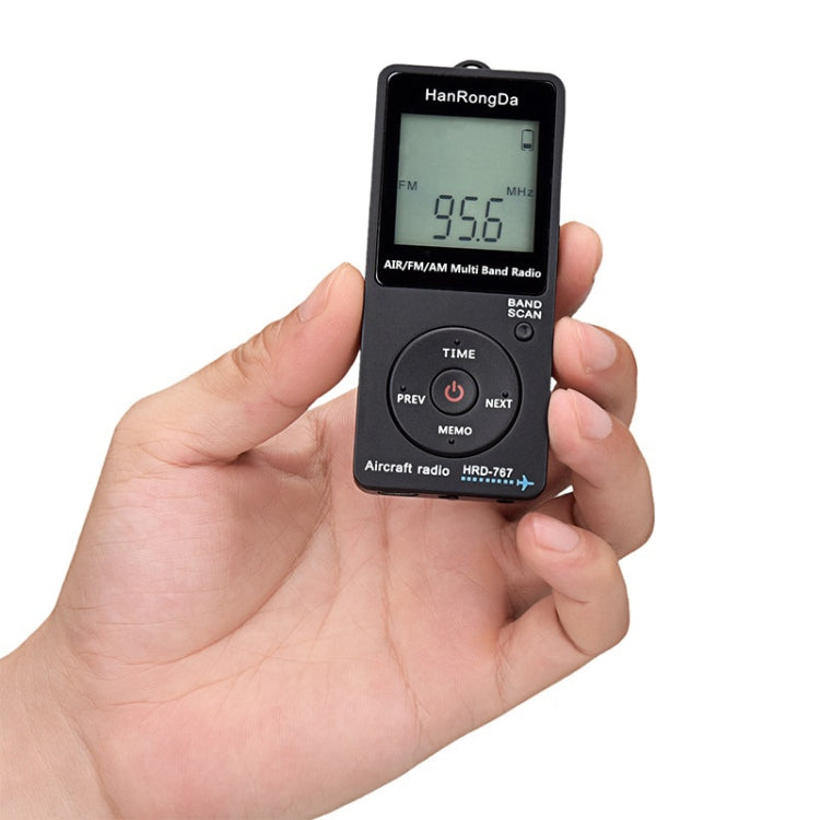 HanRongDa Mini Aviation Band Radio Can Set Automatic Shutdown FM, AM, AIR Radio(Black) - Radio Player by buy2fix | Online Shopping UK | buy2fix
