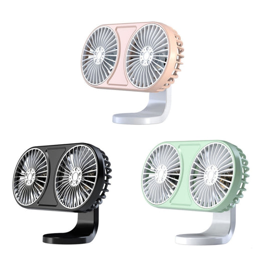 F211 Car Double Head With Led Electric Fan Car Air Outlet Instrument Panel USB Mini Fan(Black) - Heating & Fans by buy2fix | Online Shopping UK | buy2fix