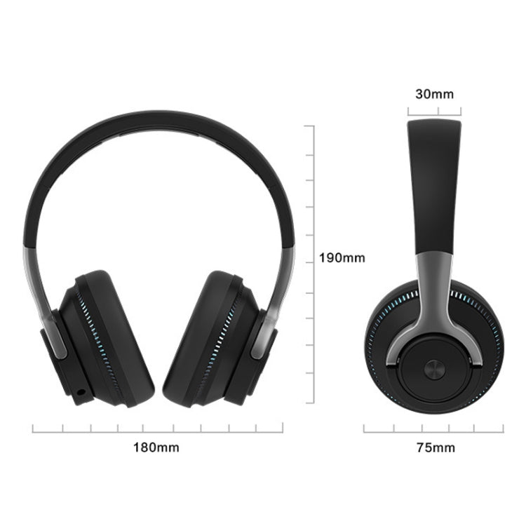 H2 Colorful Luminous Subwoofer Folding Retractable Card Wireless Bluetooth Headset(Black) - Headset & Headphone by buy2fix | Online Shopping UK | buy2fix