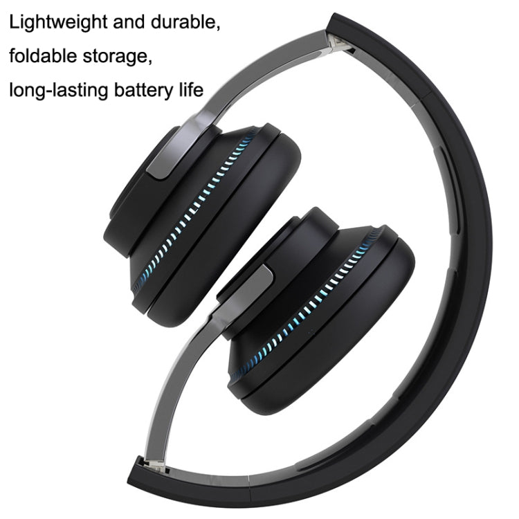 H2 Colorful Luminous Subwoofer Folding Retractable Card Wireless Bluetooth Headset(Black) - Headset & Headphone by buy2fix | Online Shopping UK | buy2fix