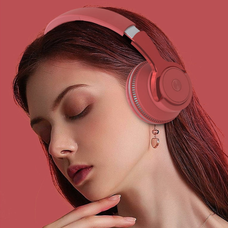 H2 Colorful Luminous Subwoofer Folding Retractable Card Wireless Bluetooth Headset(Red) - Headset & Headphone by buy2fix | Online Shopping UK | buy2fix