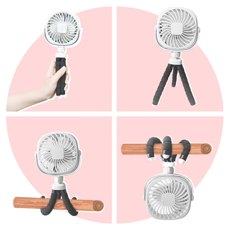 Octopus Stroller Deformation Fan Desktop Portable Handheld USB Small Fan, Colour: 2200mAh Black by buy2fix