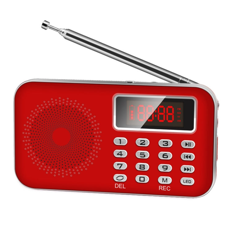 Y-619 FM/AM Mini Radio MP3 Rechargeable Music Player Support TF/SD Card with LED Display(Red) - Consumer Electronics by buy2fix | Online Shopping UK | buy2fix