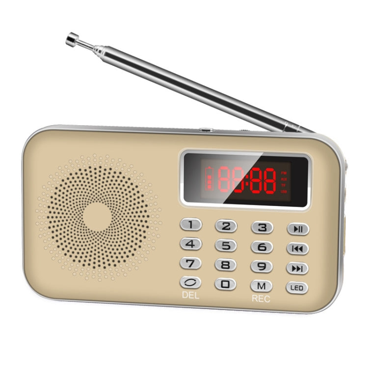 Y-619 FM/AM Mini Radio MP3 Rechargeable Music Player Support TF/SD Card with LED Display(Gold) - Radio Player by buy2fix | Online Shopping UK | buy2fix