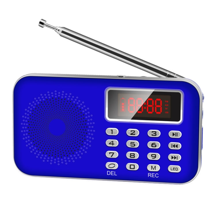 Y-619 FM/AM Mini Radio MP3 Rechargeable Music Player Support TF/SD Card with LED Display(Blue) - Consumer Electronics by buy2fix | Online Shopping UK | buy2fix
