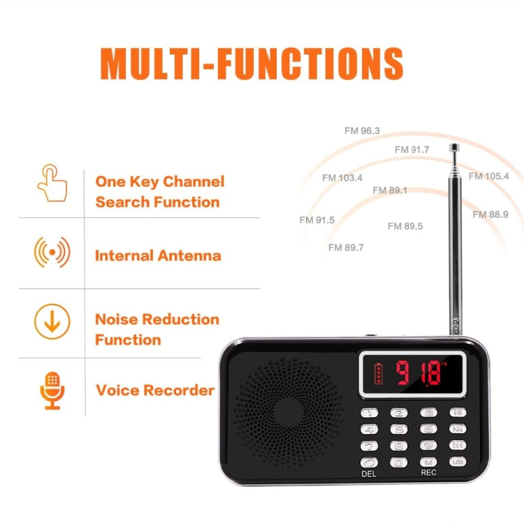 Y-619 FM/AM Mini Radio MP3 Rechargeable Music Player Support TF/SD Card with LED Display(Gold) - Radio Player by buy2fix | Online Shopping UK | buy2fix
