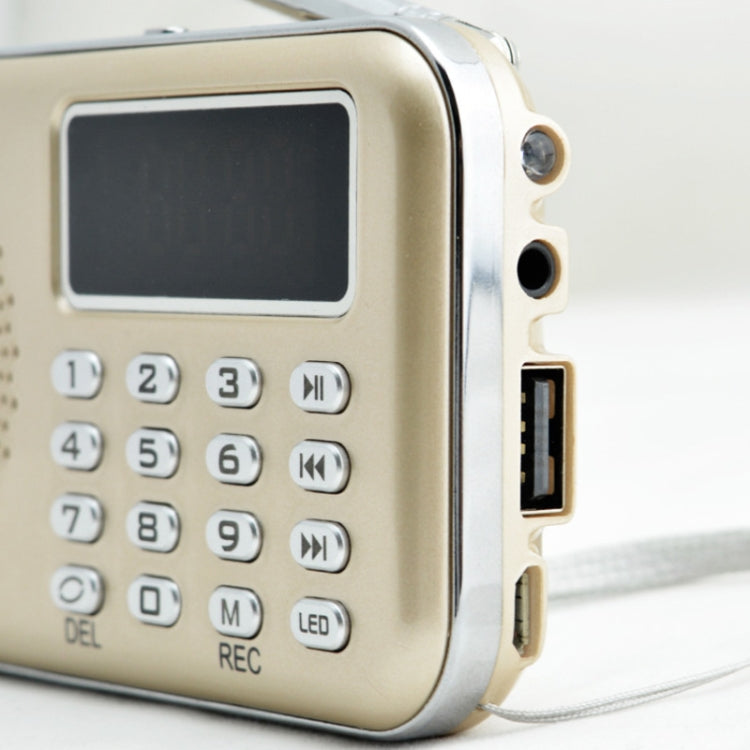 Y-619 FM/AM Mini Radio MP3 Rechargeable Music Player Support TF/SD Card with LED Display(Gold) - Radio Player by buy2fix | Online Shopping UK | buy2fix