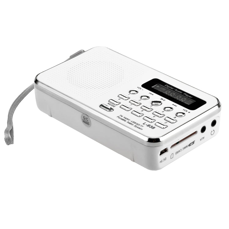 L-938 MP3 Audio Player FM Radio Support SD MMC Card AUX-IN Earphone-out(White) - Radio Player by buy2fix | Online Shopping UK | buy2fix