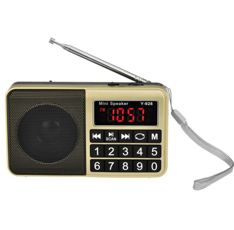 Y-928 FM Radio LED Display MP3 Support TF Card U Disk(Gold) - Consumer Electronics by buy2fix | Online Shopping UK | buy2fix