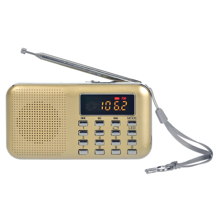 L-218AM MP3 Radio Speaker Player Support TF Card USB with LED Flashlight Function(Gold) - Consumer Electronics by buy2fix | Online Shopping UK | buy2fix