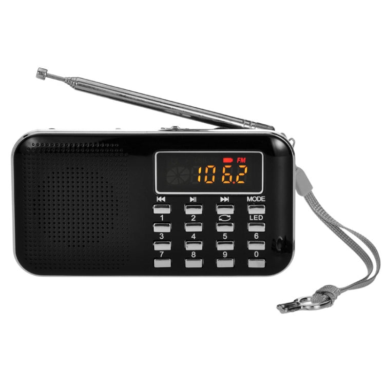 L-218AM MP3 Radio Speaker Player Support TF Card USB with LED Flashlight Function(Black) - Consumer Electronics by buy2fix | Online Shopping UK | buy2fix