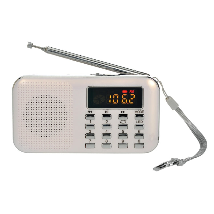 L-218AM MP3 Radio Speaker Player Support TF Card USB with LED Flashlight Function(White) - Consumer Electronics by buy2fix | Online Shopping UK | buy2fix