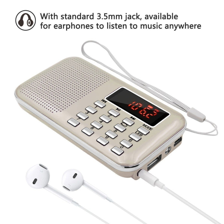 L-218AM MP3 Radio Speaker Player Support TF Card USB with LED Flashlight Function(Black) - Consumer Electronics by buy2fix | Online Shopping UK | buy2fix