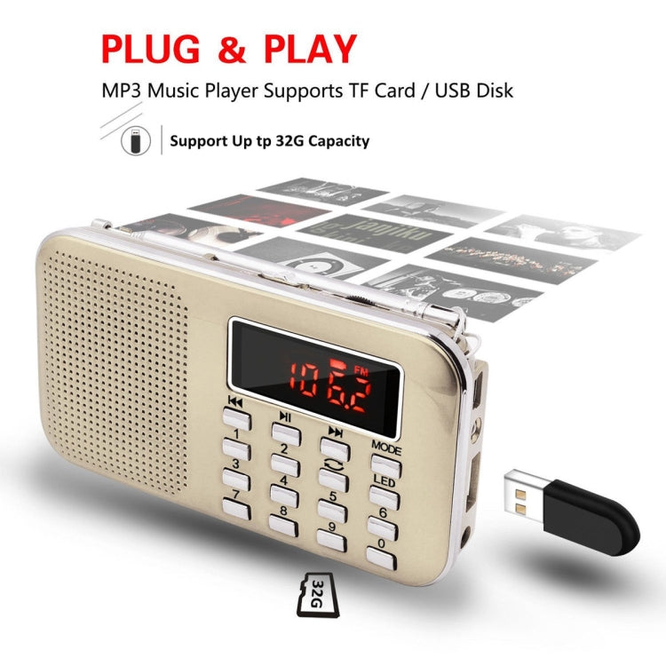 L-218AM MP3 Radio Speaker Player Support TF Card USB with LED Flashlight Function(Blue) - Consumer Electronics by buy2fix | Online Shopping UK | buy2fix