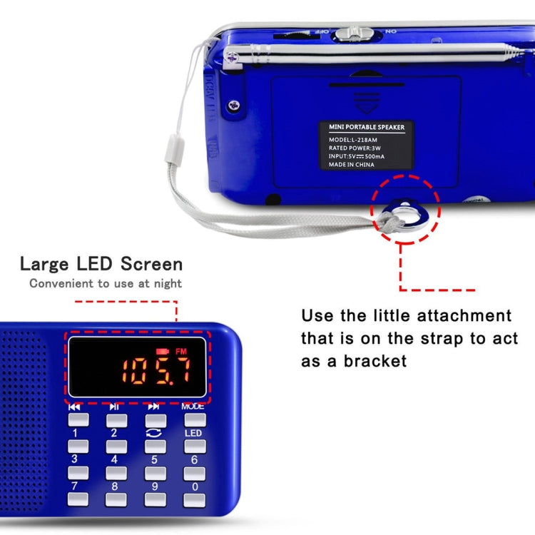 L-218AM MP3 Radio Speaker Player Support TF Card USB with LED Flashlight Function(White) - Consumer Electronics by buy2fix | Online Shopping UK | buy2fix