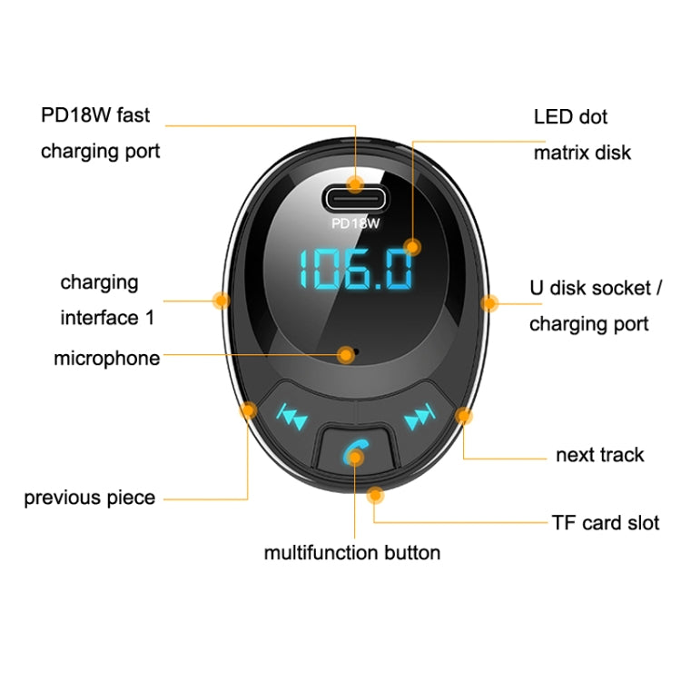 BT09 Car Bluetooth MP3 Digital Display Dual USB Charger(Black) - Bluetooth Car Kits by buy2fix | Online Shopping UK | buy2fix