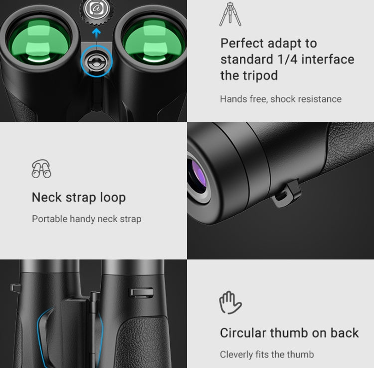 APEXEL 10x42 Fixed Focus Binoculars Autofocus Telescope(Black) by APEXEL