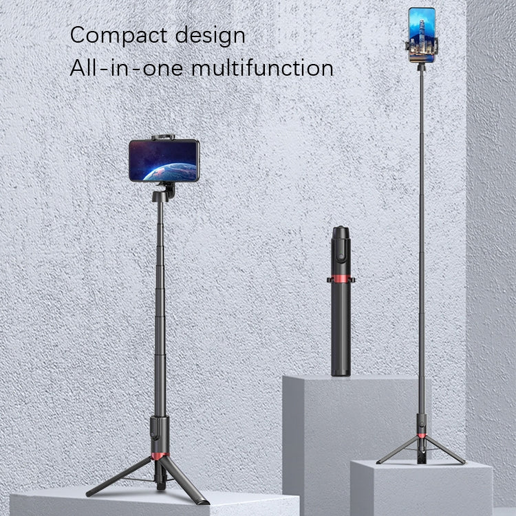 Desktop Multi-Function Live 1.3m Tripod Portable Integrated Bluetooth Selfie Rod(Black) by buy2fix