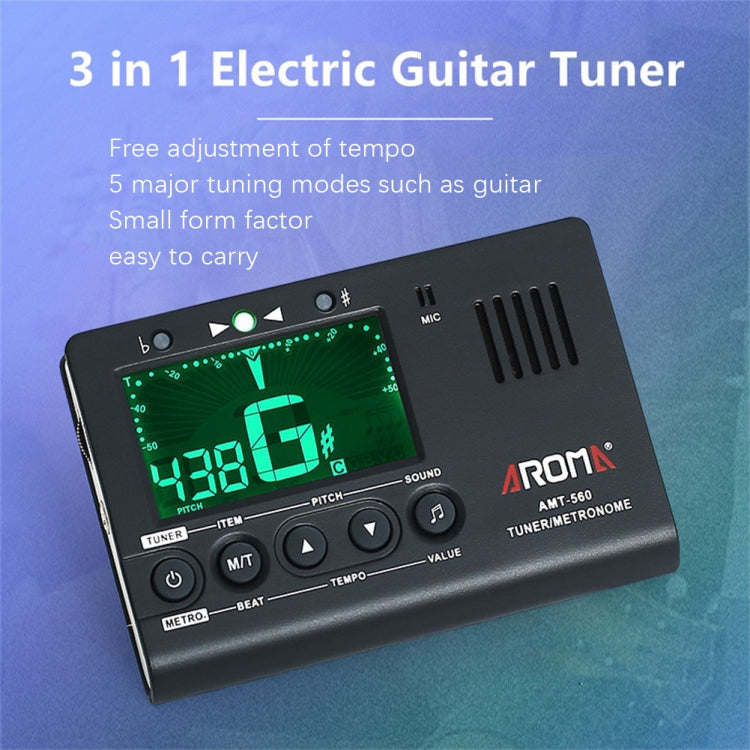 ROM Electronic Metronome Rhythm Acoustic Guitar Tuner(AMT-560) - String Instrument Accessories by buy2fix | Online Shopping UK | buy2fix