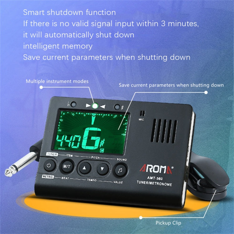 ROM Electronic Metronome Rhythm Acoustic Guitar Tuner(AMT-560) - String Instrument Accessories by buy2fix | Online Shopping UK | buy2fix