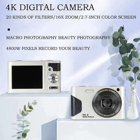C8 4K 2.7-inch LCD Screen HD Digital Camera Retro Camera,Version: 30W Standard Version White by buy2fix