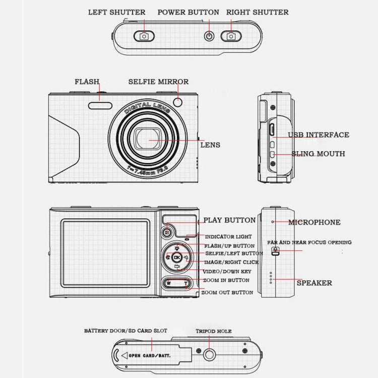 C8 4K 2.7-inch LCD Screen HD Digital Camera Retro Camera,Version: 30W Standard Version White - Video Cameras by buy2fix | Online Shopping UK | buy2fix