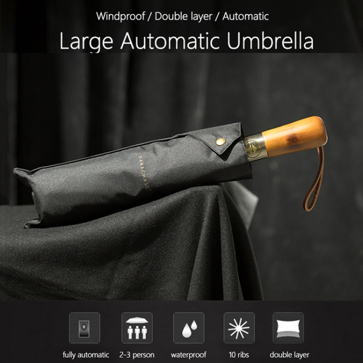 PARACHASE Ten-bone Double-layer Large Windproof Business Automatic Folding Umbrella(Black) by PARACHASE