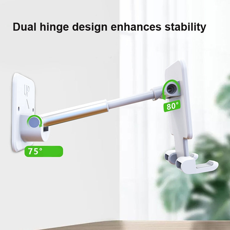 2 PCS T11 Wall Paste Mobile Phone Bracket Foldable Lift Bathroom Kitchen Wall Bracket(Black) - Shower & Wall Mounts by buy2fix | Online Shopping UK | buy2fix